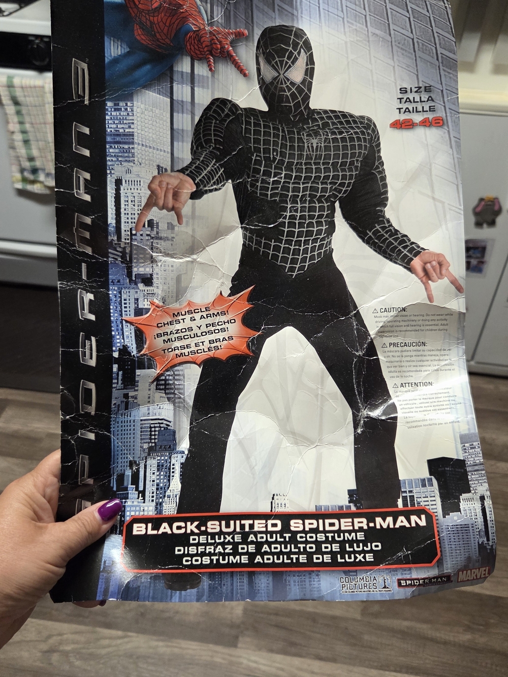 Black Spiderman costume with muscle chest and arms, mask Size: L #superhero #cos